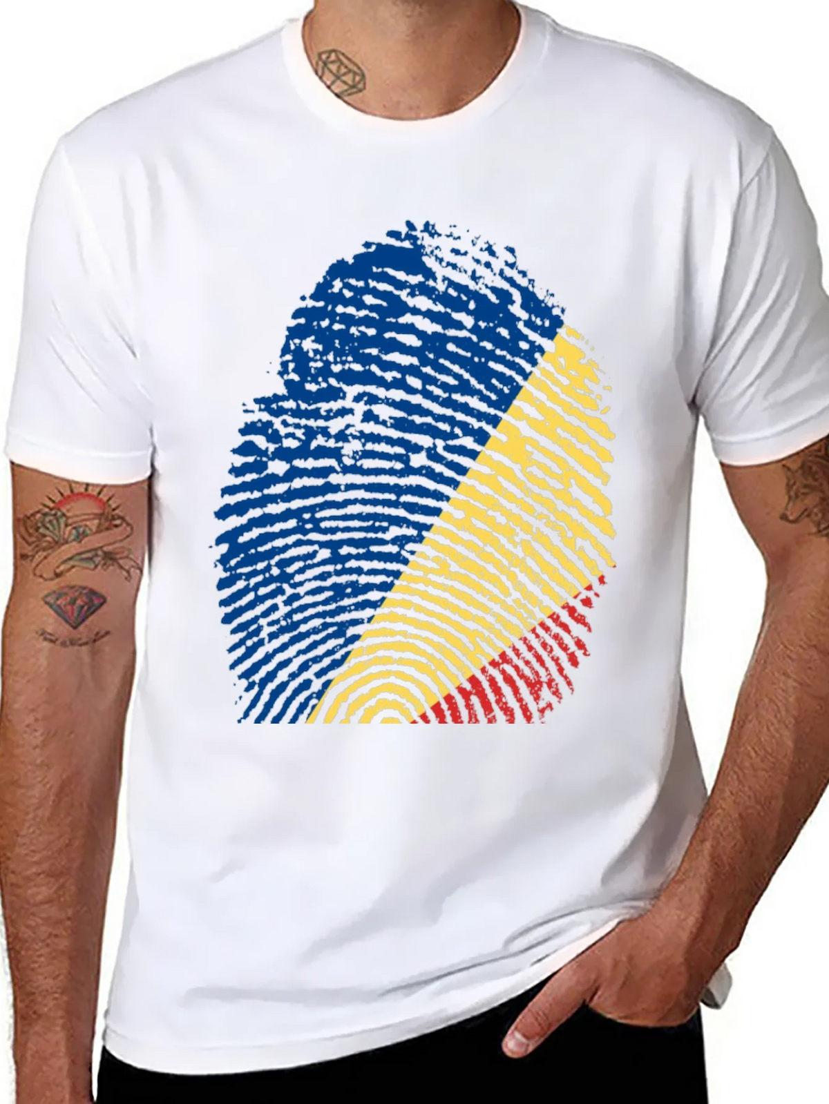 Romania Flag Fingerprint T-Shirt product image 5