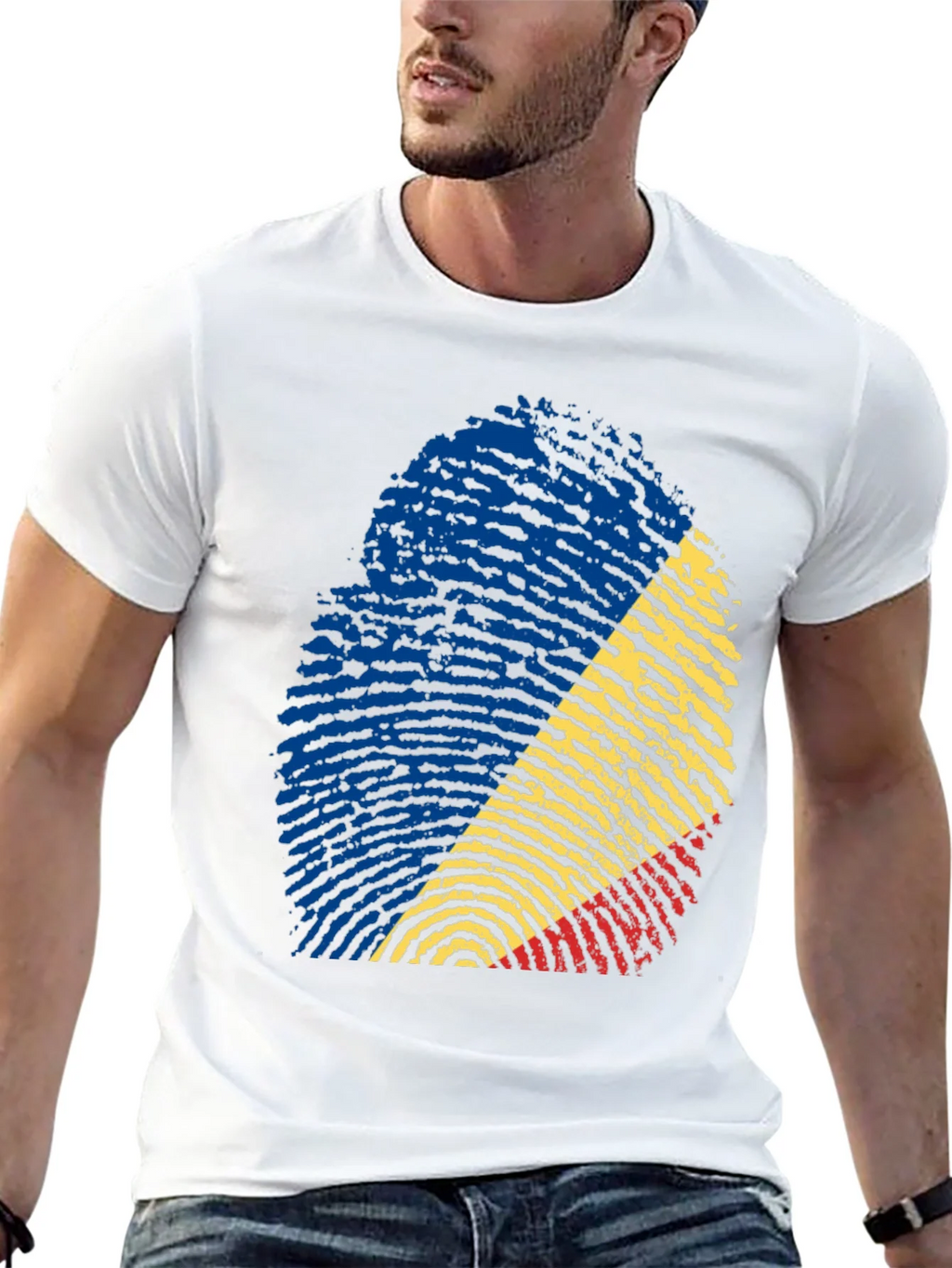 Romania Flag Fingerprint T-Shirt product image 10