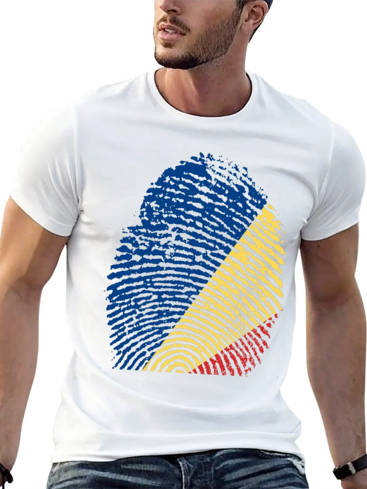 Romania Flag Fingerprint T-Shirt product image 10