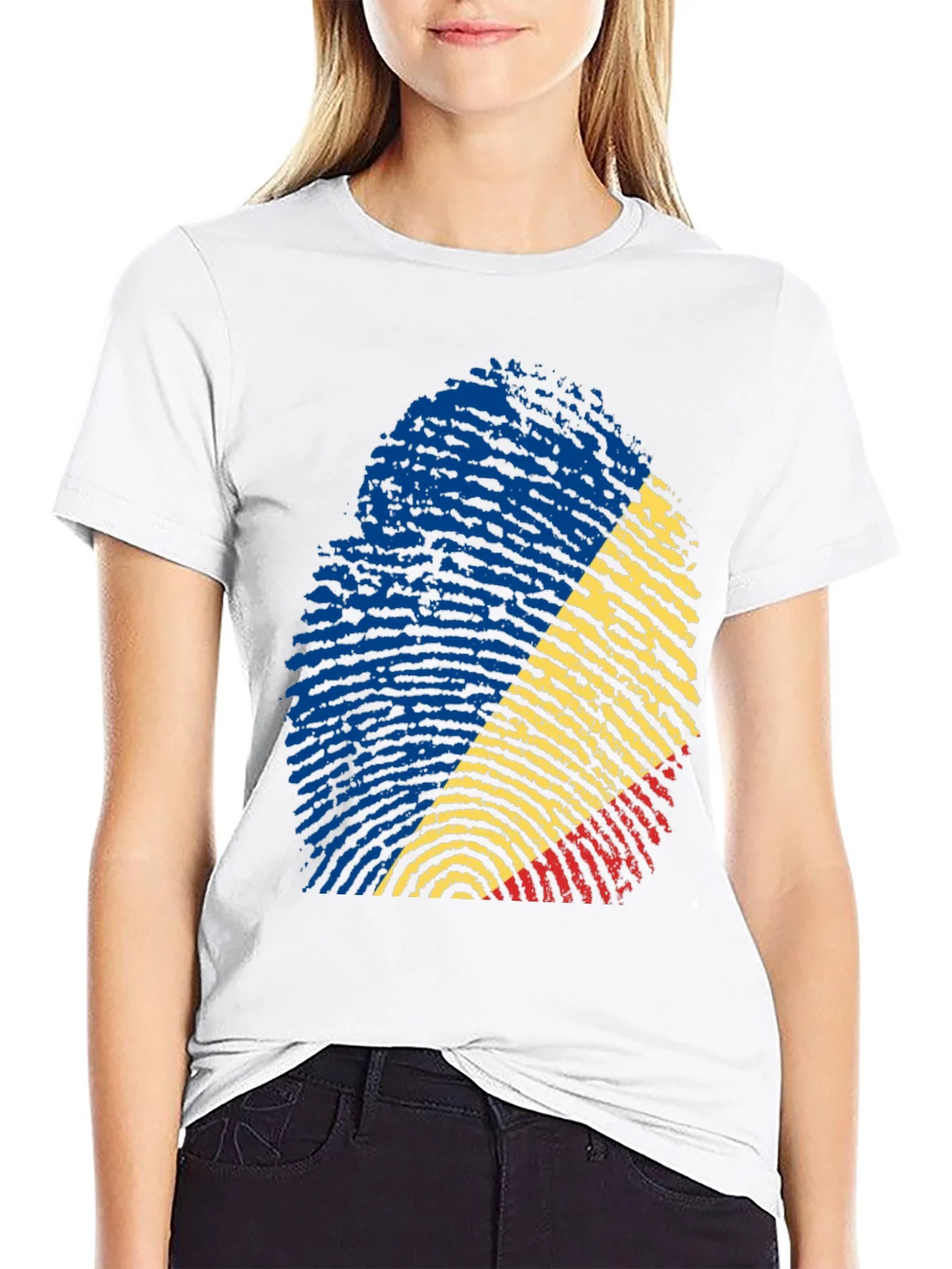 Romania Flag Fingerprint T-Shirt product image 6