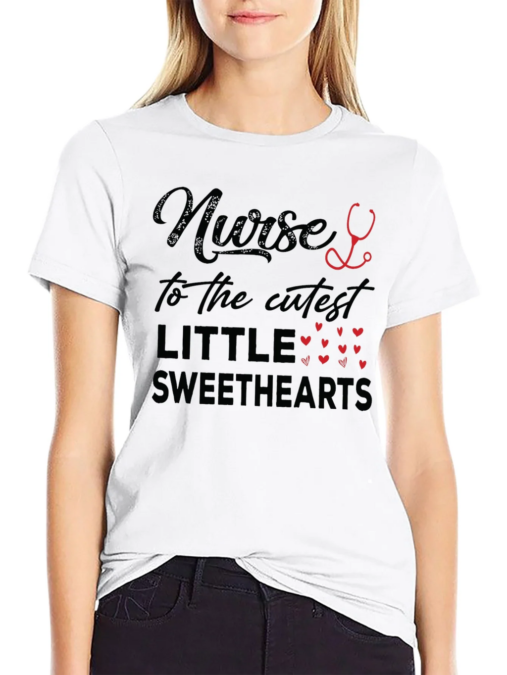 Nurse to the Cutest Sweethearts Black T-Shirt product image 7