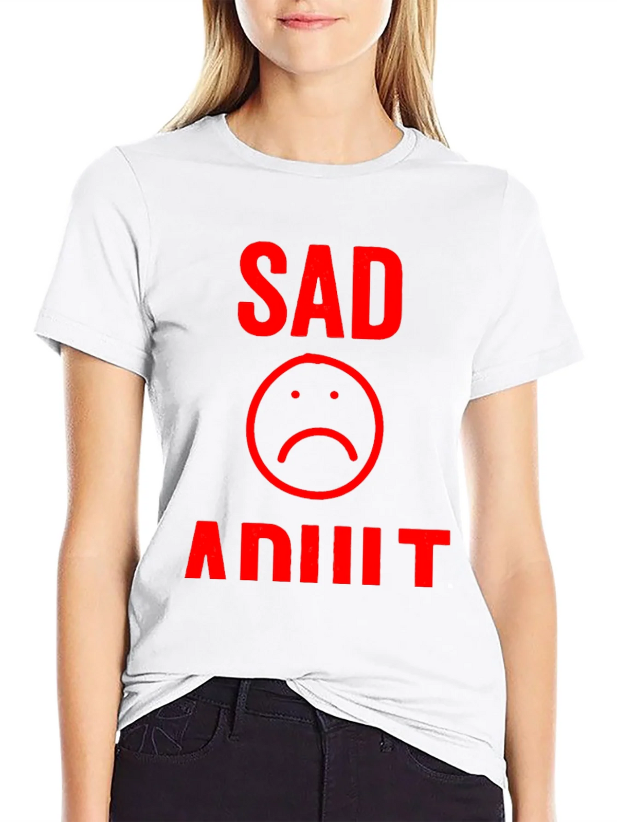 Sad Adult Graphic T-Shirt - Black product image 8