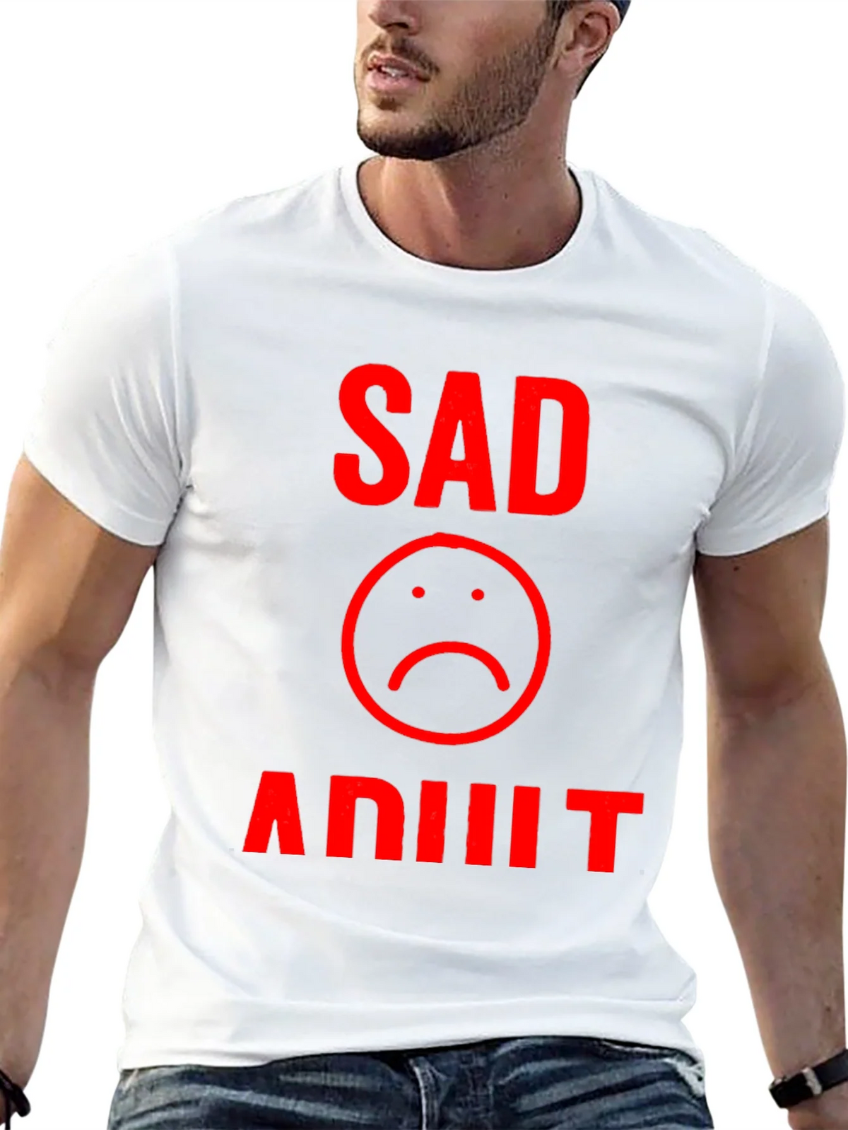 Sad Adult Graphic T-Shirt - Black product image 12
