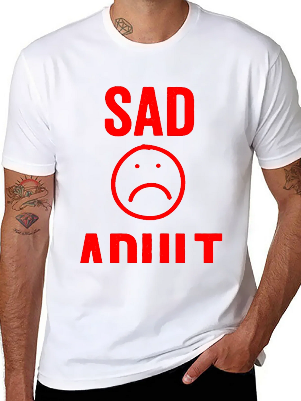Sad Adult Graphic T-Shirt - Black product image 7