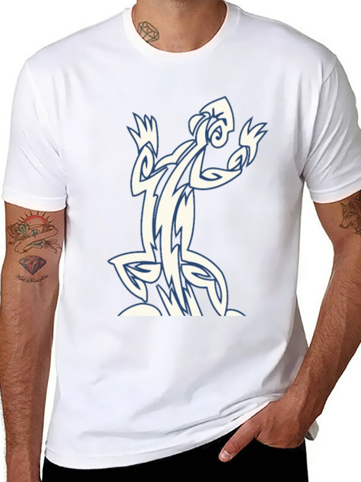 Tribal Lizard Graphic Black T-Shirt product image 7