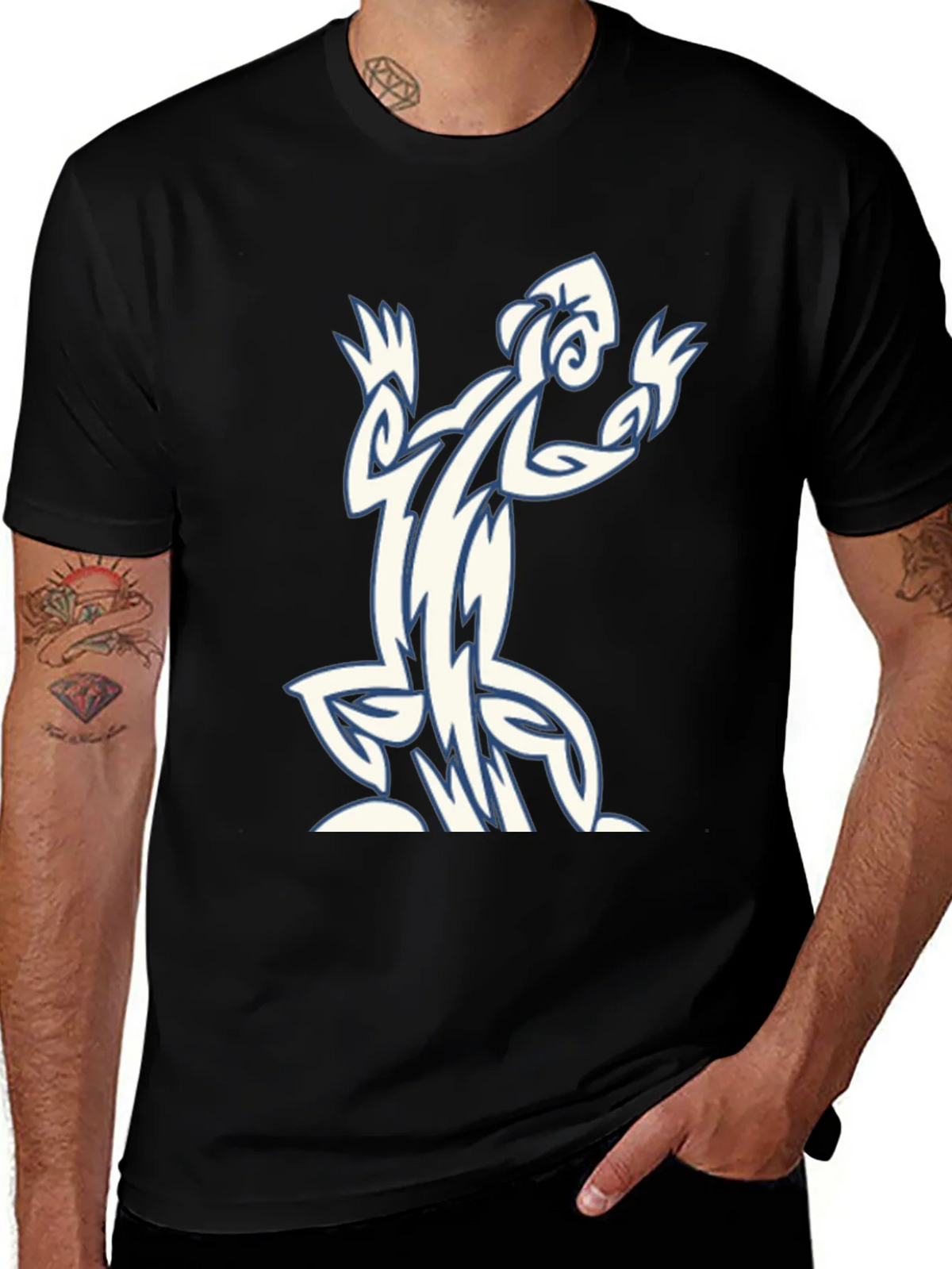 Tribal Lizard Graphic Black T-Shirt product image 1