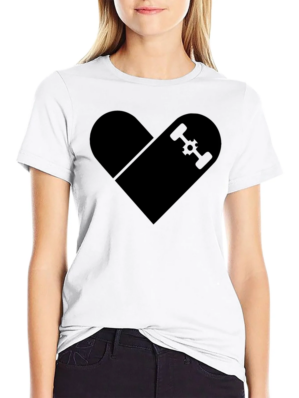 Skateboard Heart Graphic T-Shirt - Classic Black Tee product image 8