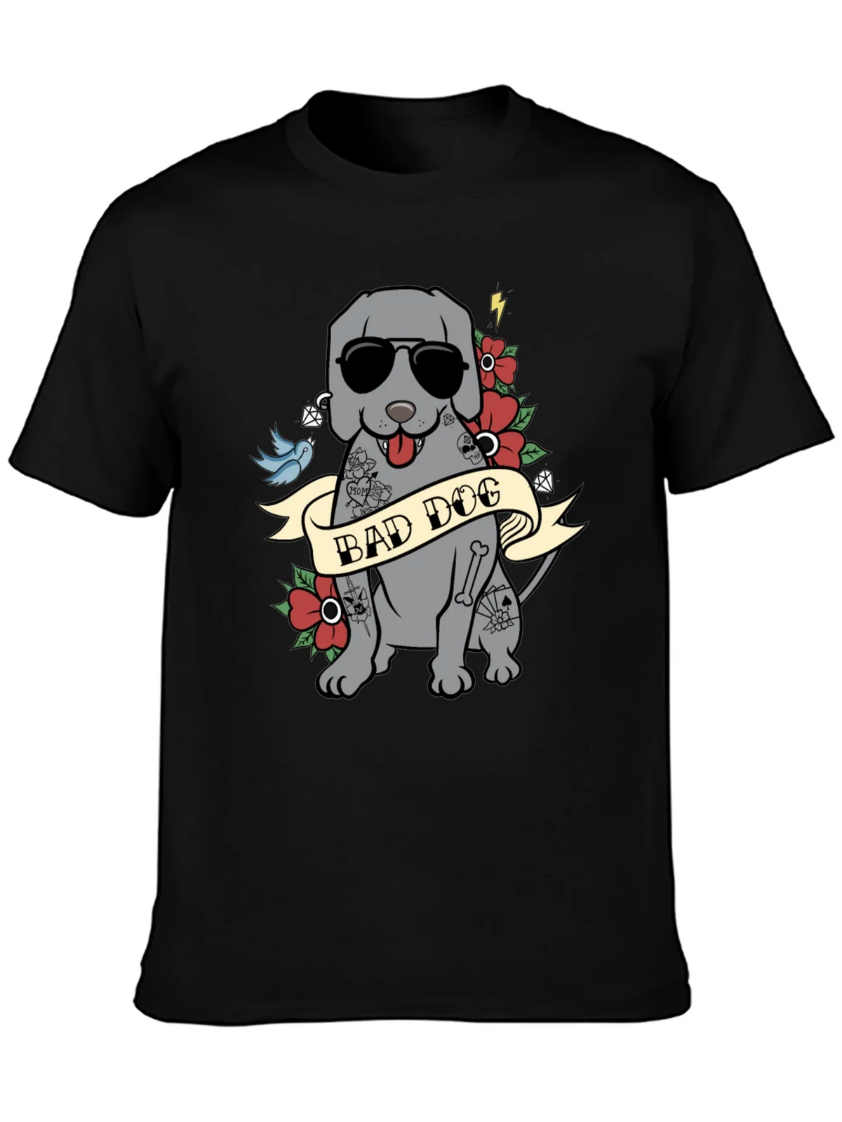 Bad Dog Tattoo Style T-Shirt - Mens Graphic Tee product image 3