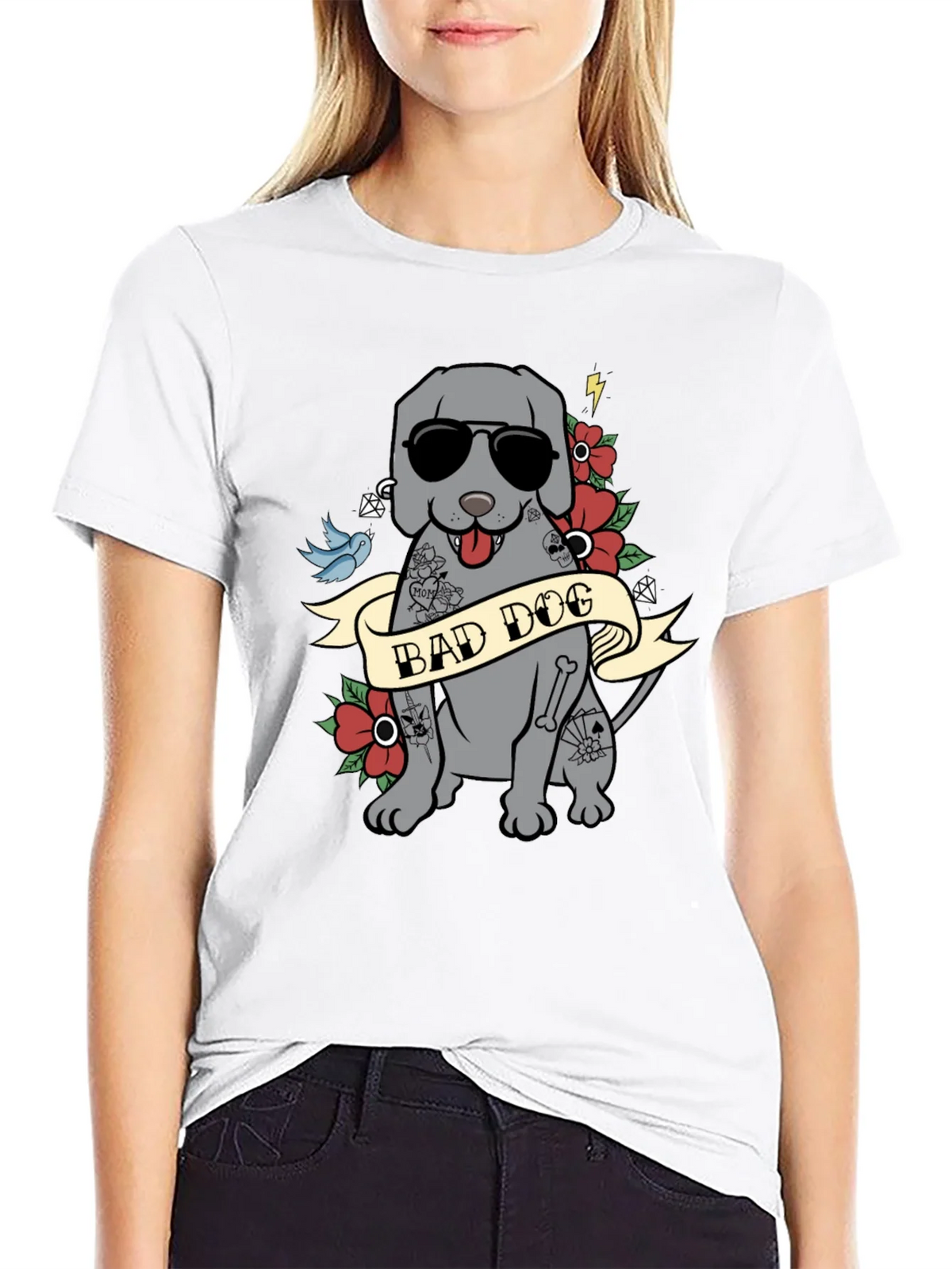 Bad Dog Tattoo Style T-Shirt - Mens Graphic Tee product image 8