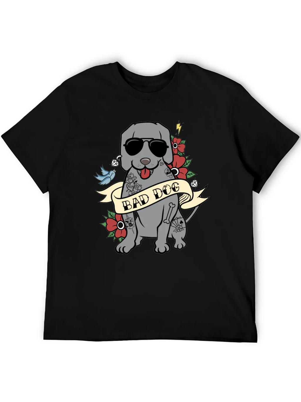 Bad Dog Tattoo Style T-Shirt - Mens Graphic Tee product image 5