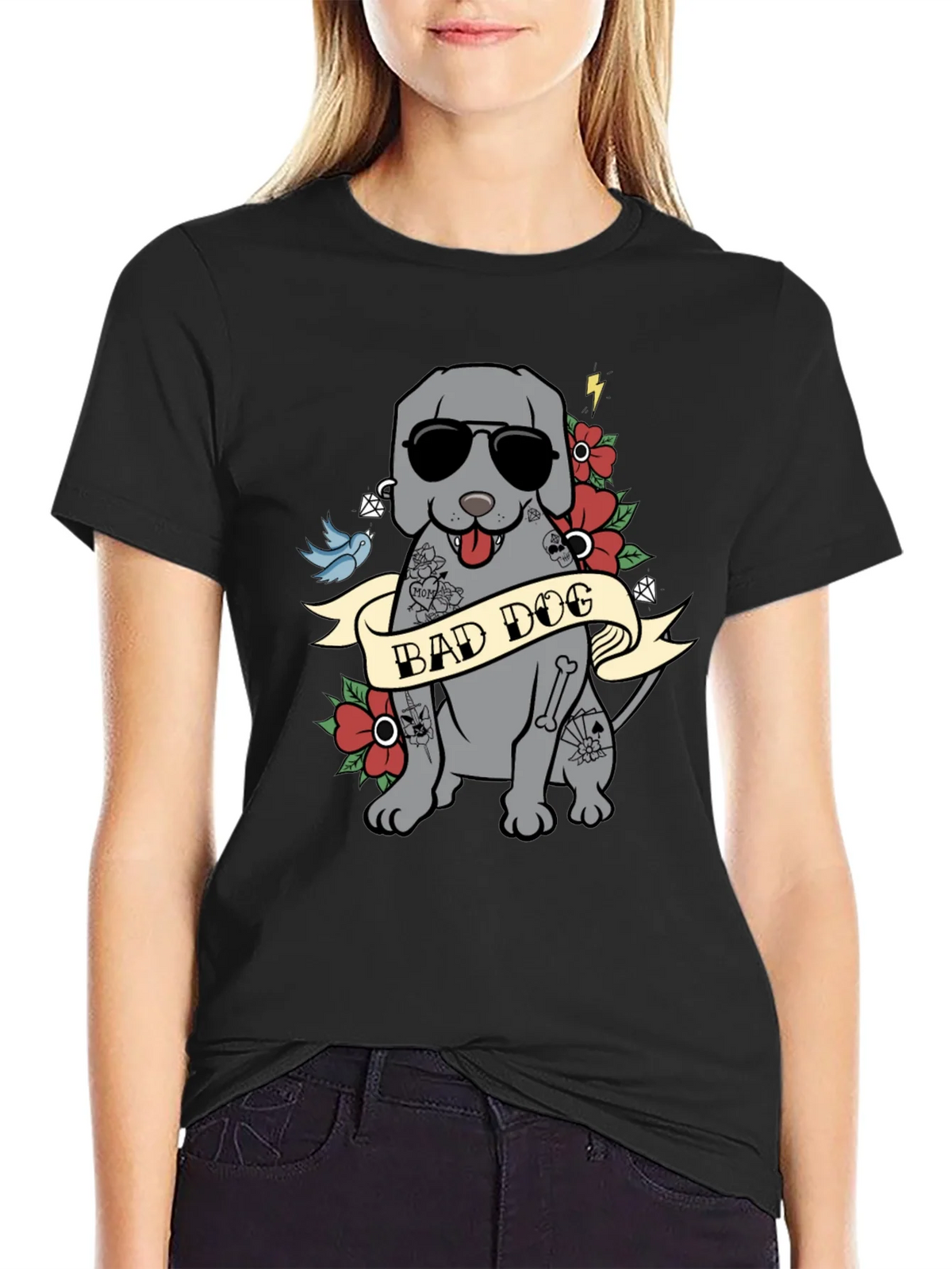 Bad Dog Tattoo Style T-Shirt - Mens Graphic Tee product image 2