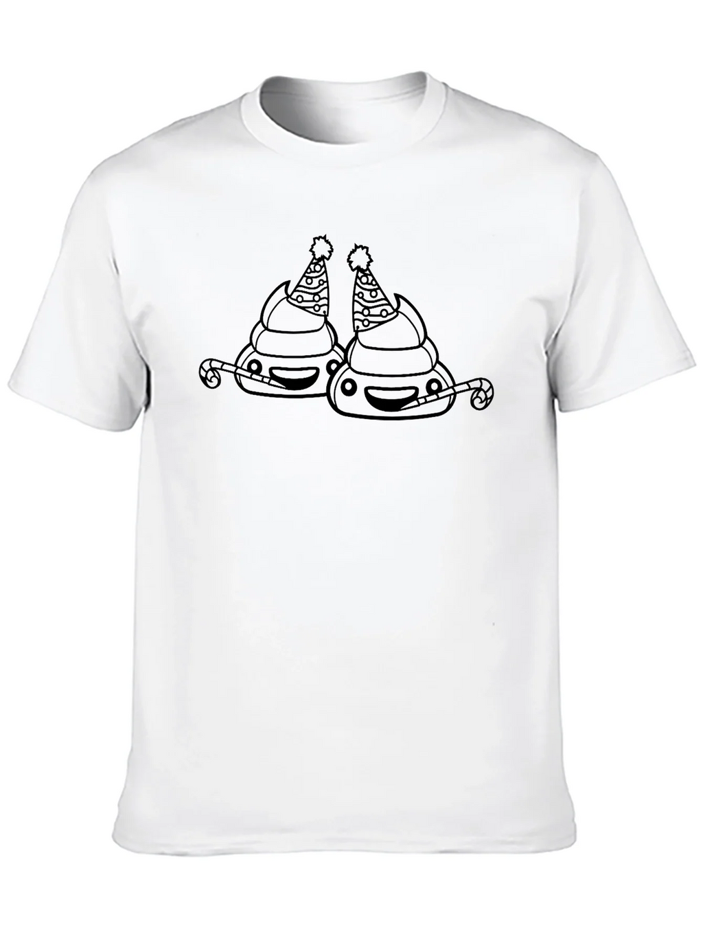 Festive Poop Emoji Black T-Shirt