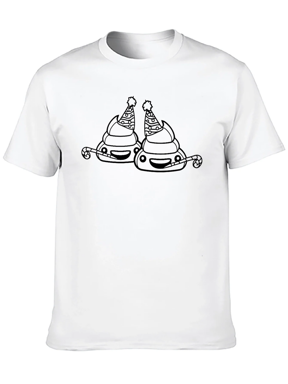 Festive Poop Emoji Black T-Shirt