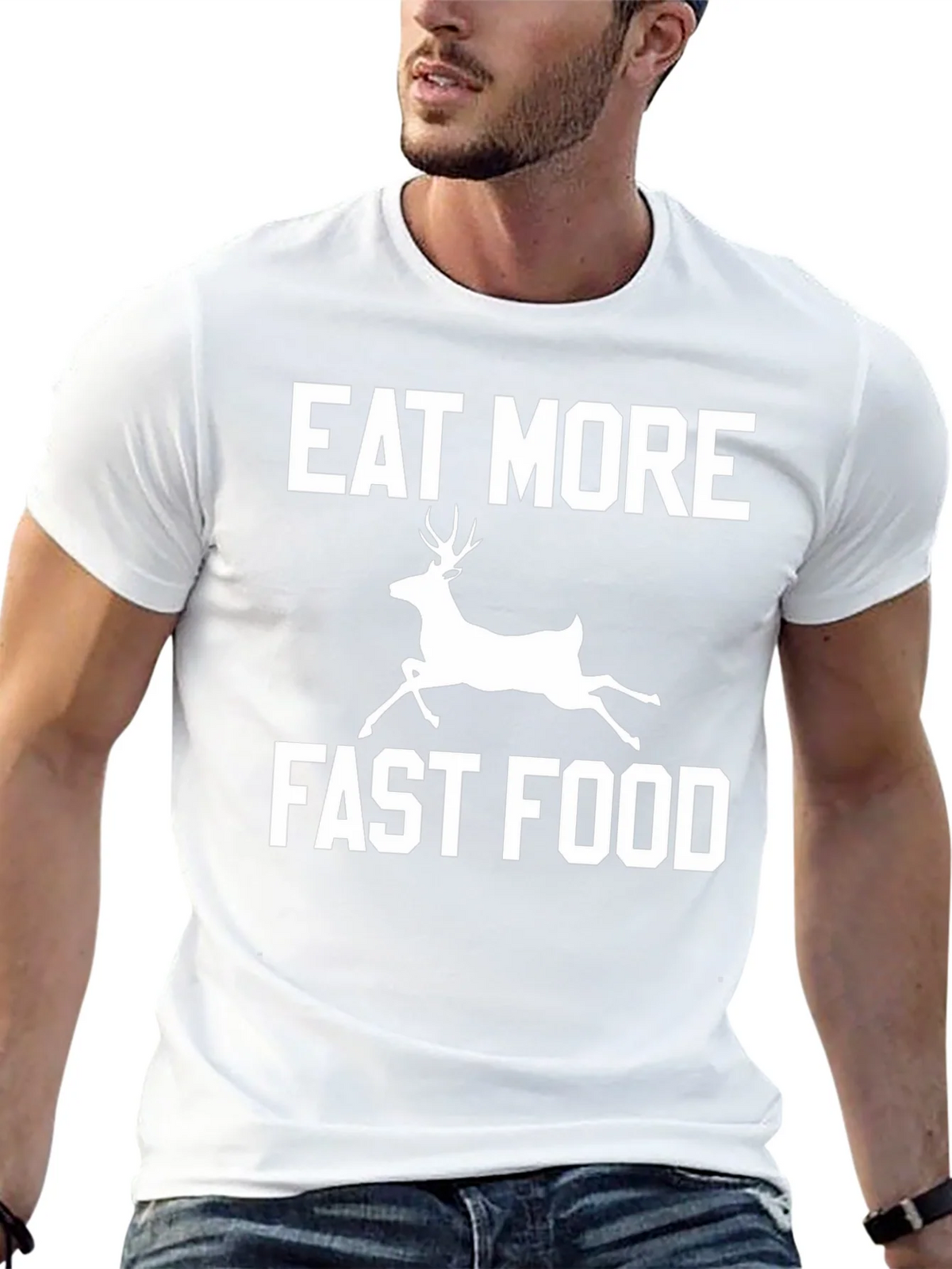 Eat More Fast Food Funny Deer Graphic T-Shirt product image 12