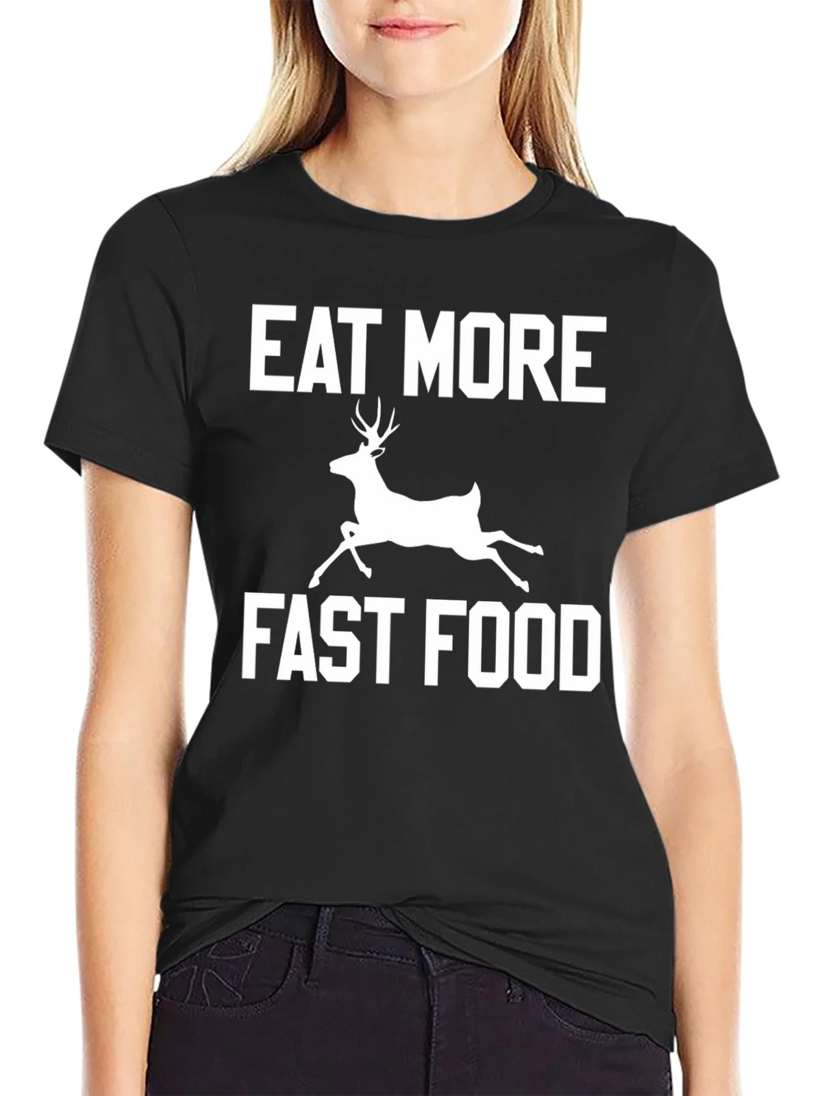 Eat More Fast Food Funny Deer Graphic T-Shirt product image 2