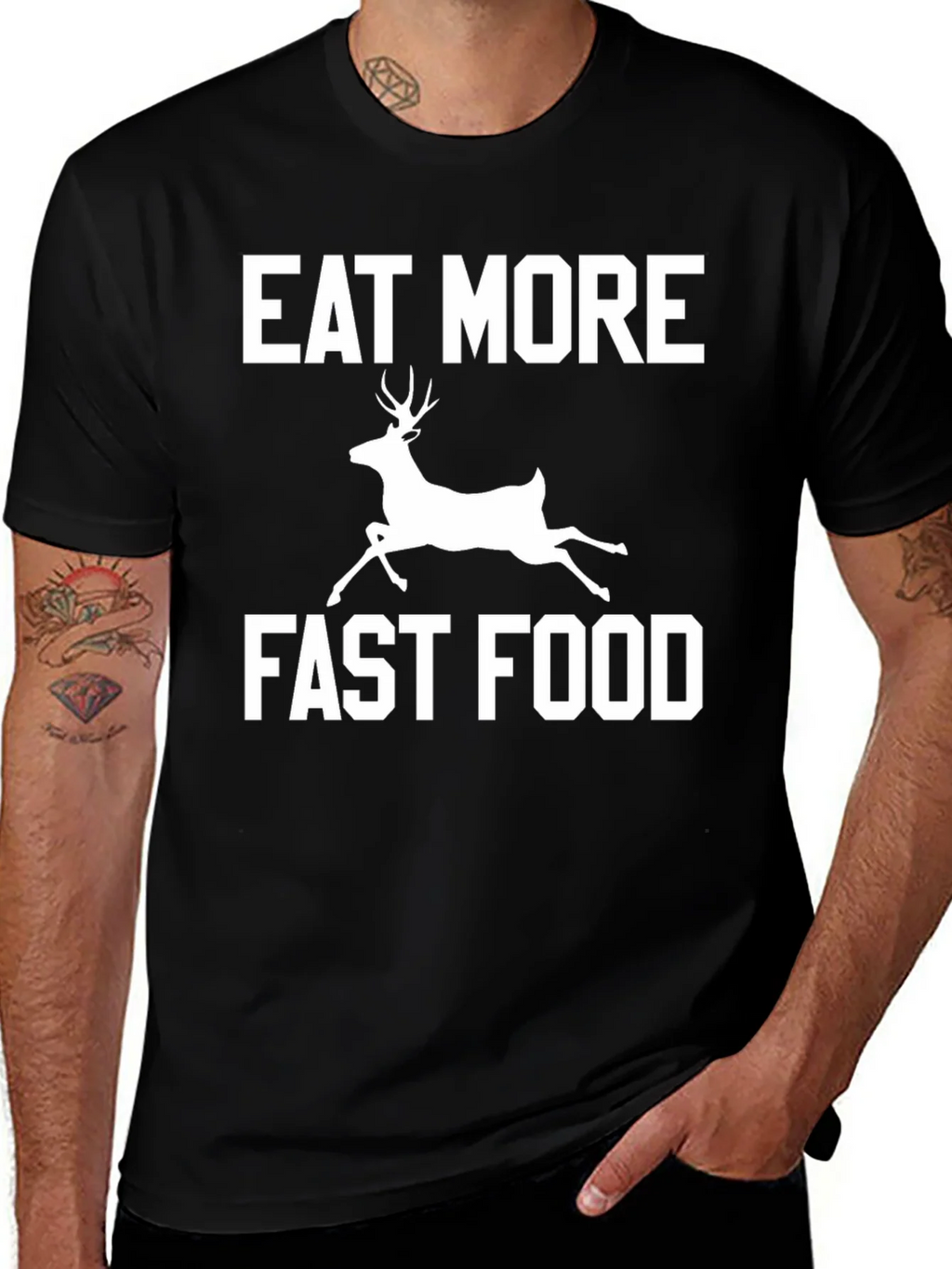 Eat More Fast Food Funny Deer Graphic T-Shirt product image 1