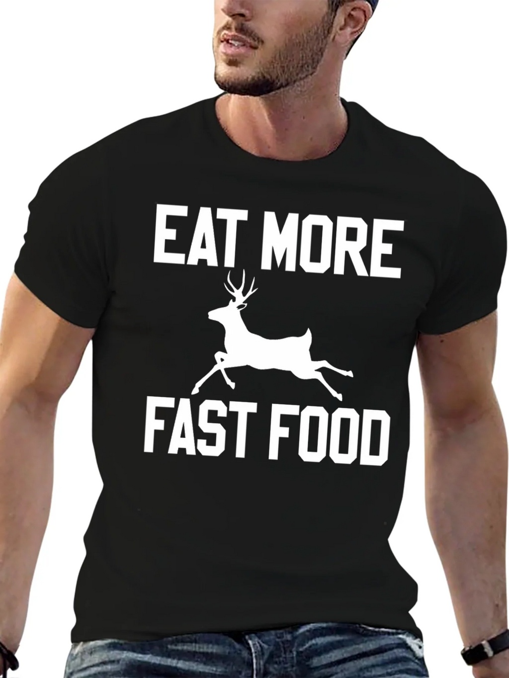 Eat More Fast Food Funny Deer Graphic T-Shirt product image 6