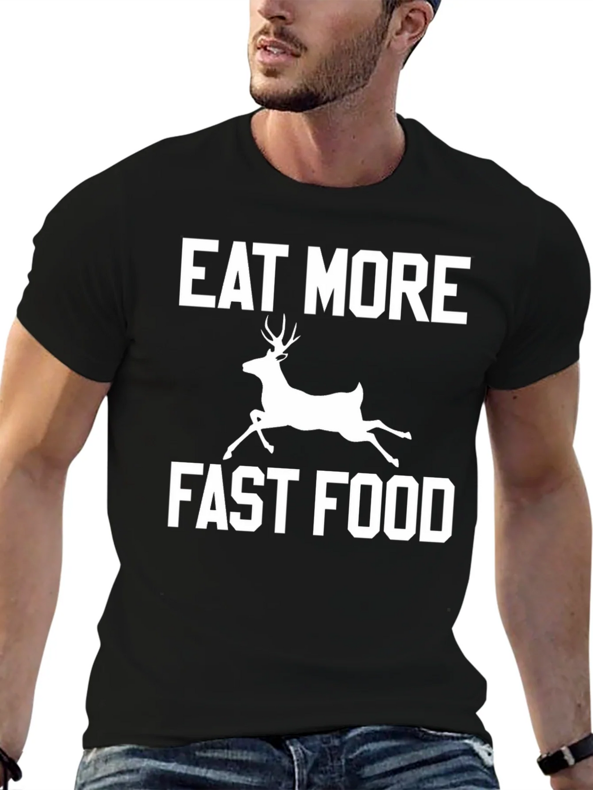 Eat More Fast Food Funny Deer Graphic T-Shirt product image 6