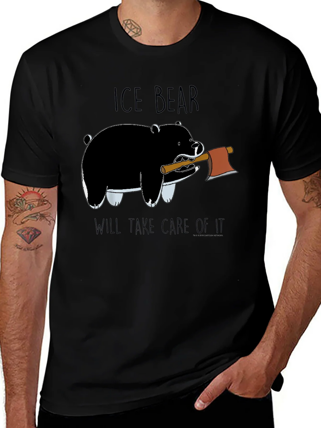Ice Bear Graphic Print Black T-Shirt product image 1