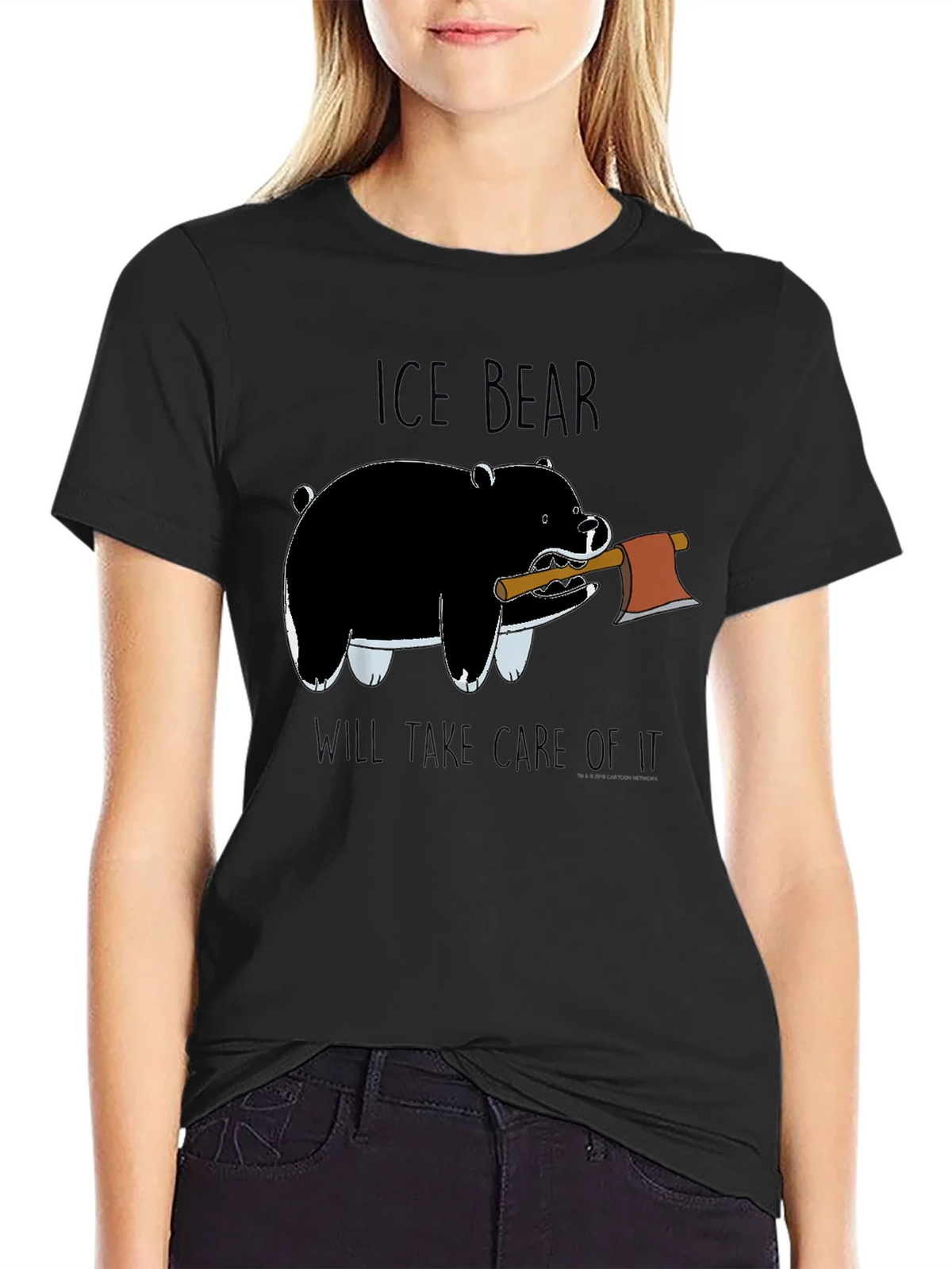 Ice Bear Graphic Print Black T-Shirt product image 2