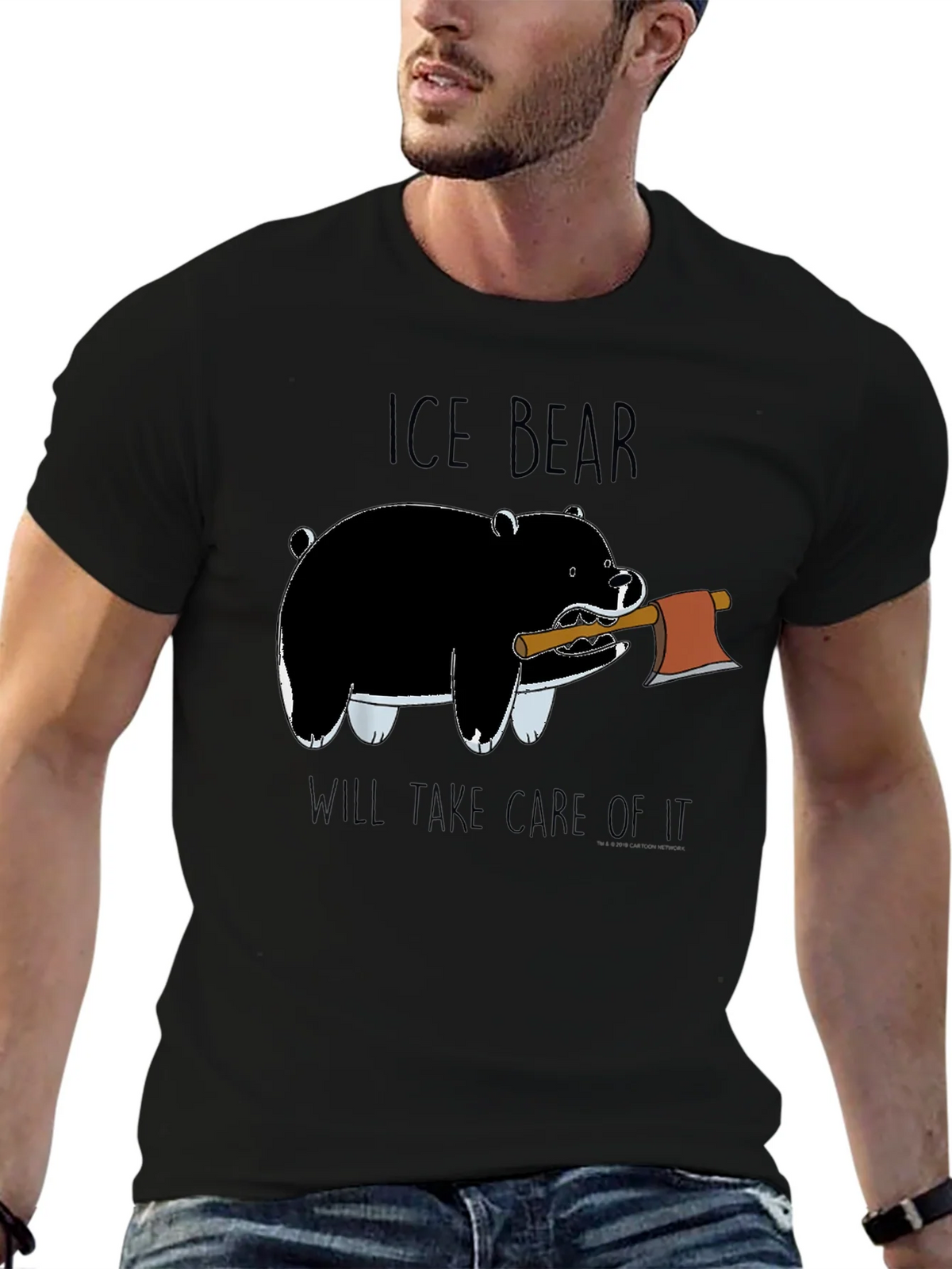 Ice Bear Graphic Print Black T-Shirt product image 6