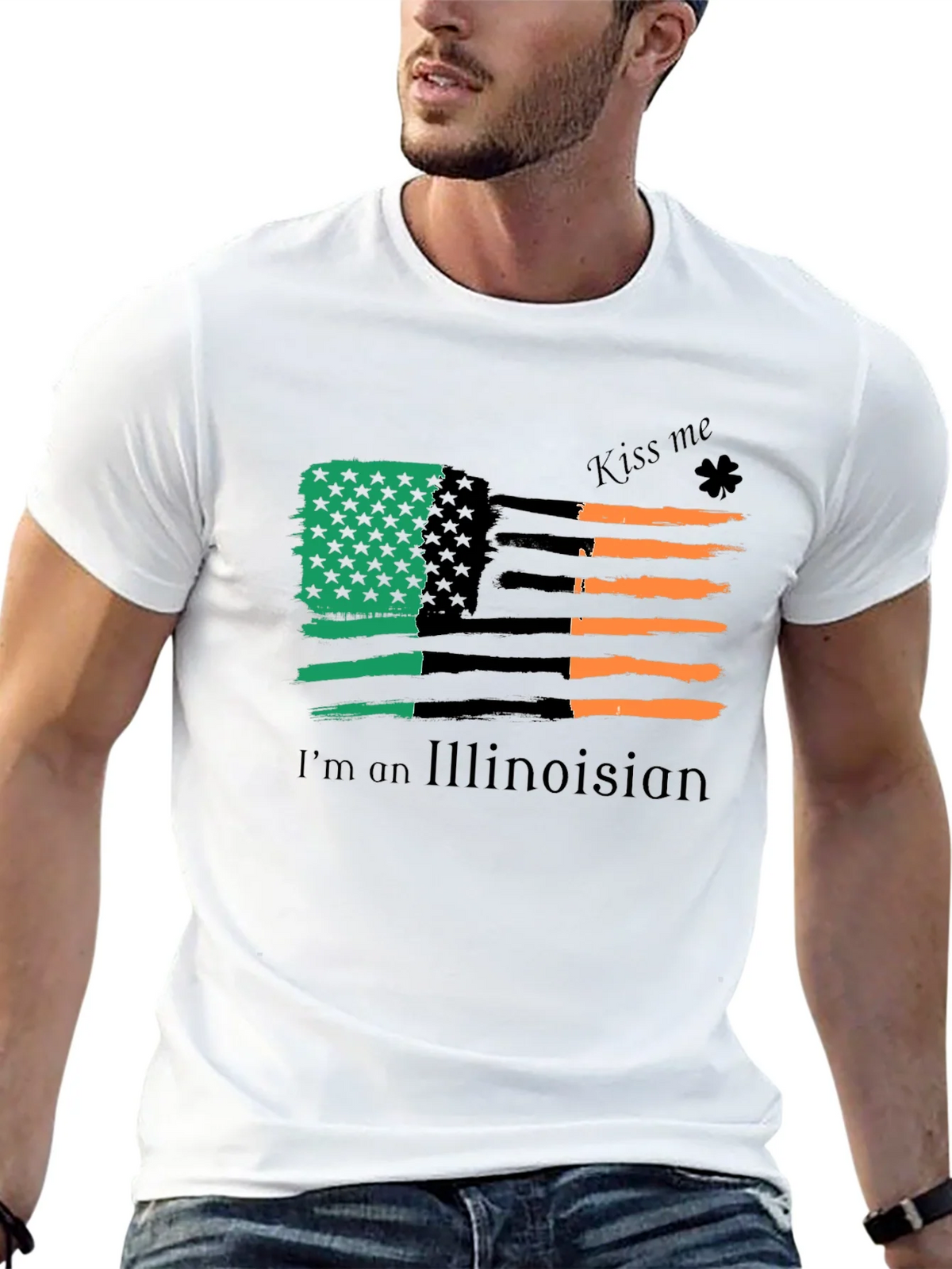 Illinois Irish American Flag St. Patricks Day T-Shirt product image 12