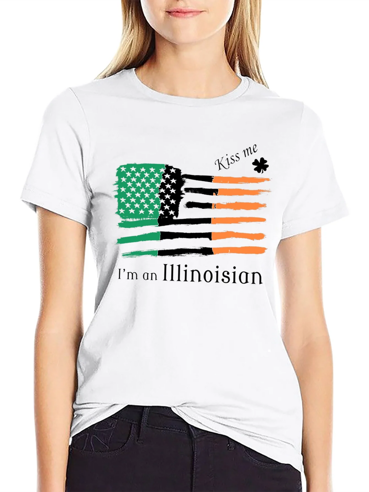 Illinois Irish American Flag St. Patricks Day T-Shirt product image 8