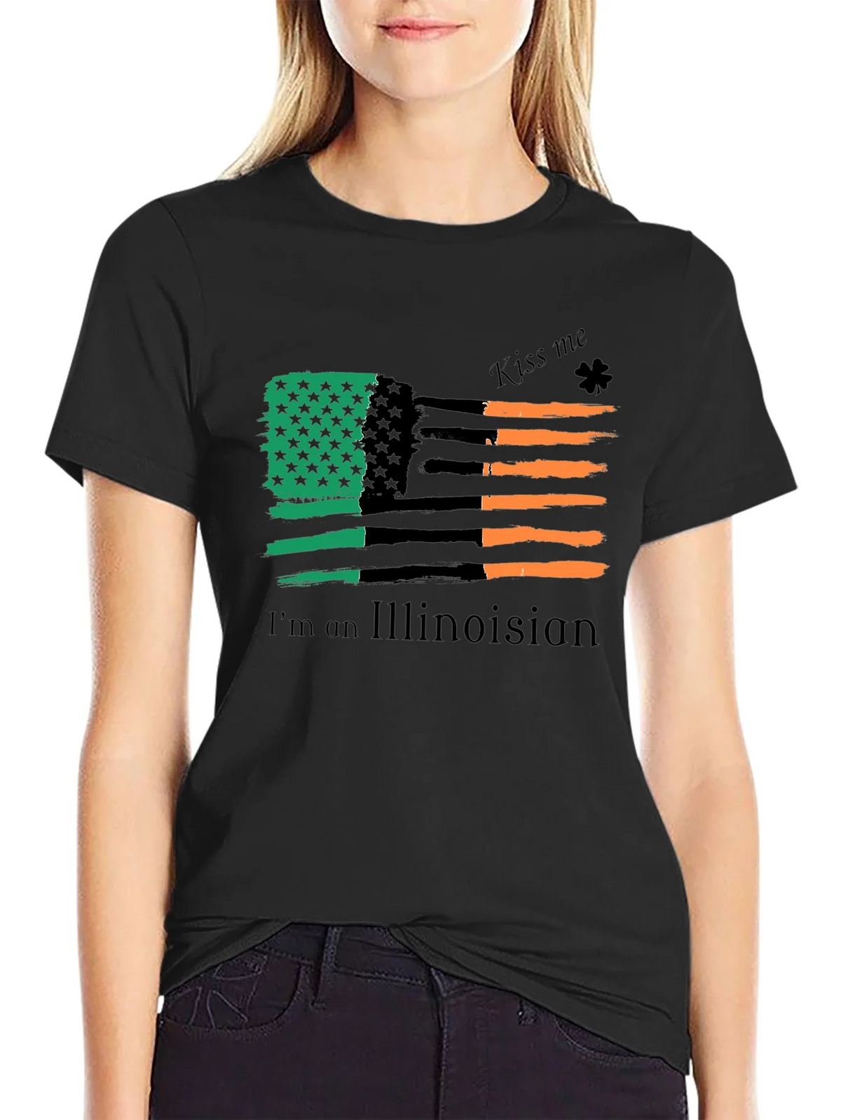 Illinois Irish American Flag St. Patricks Day T-Shirt product image 2