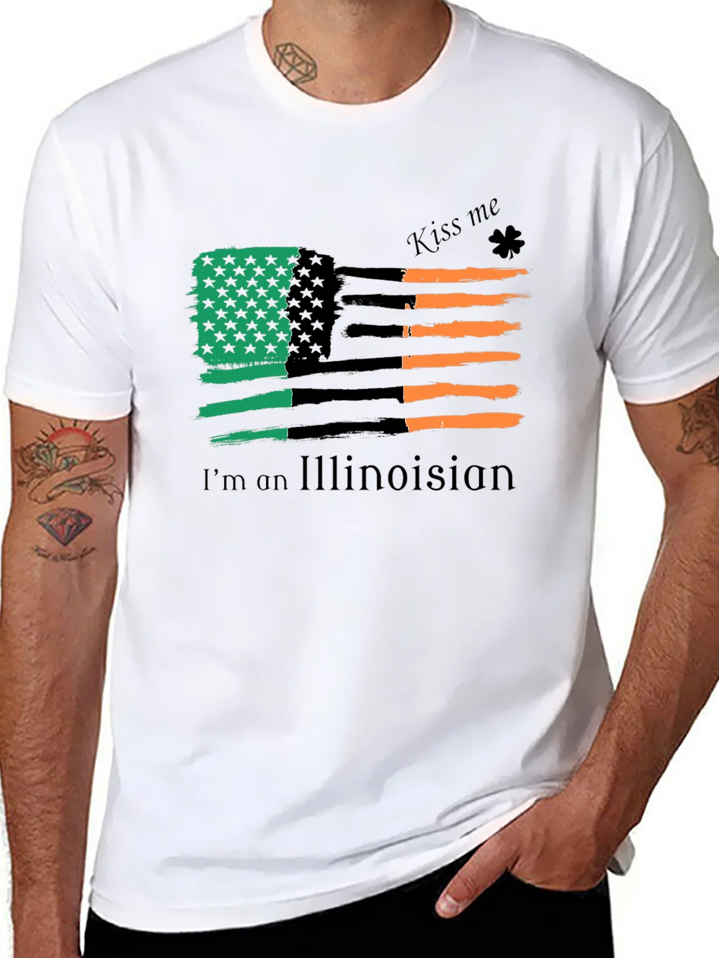 Illinois Irish American Flag St. Patricks Day T-Shirt product image 7