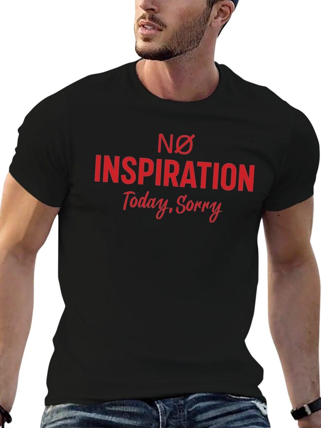 No Inspiration Graphic Tee - Black Cotton T-Shirt product image 6