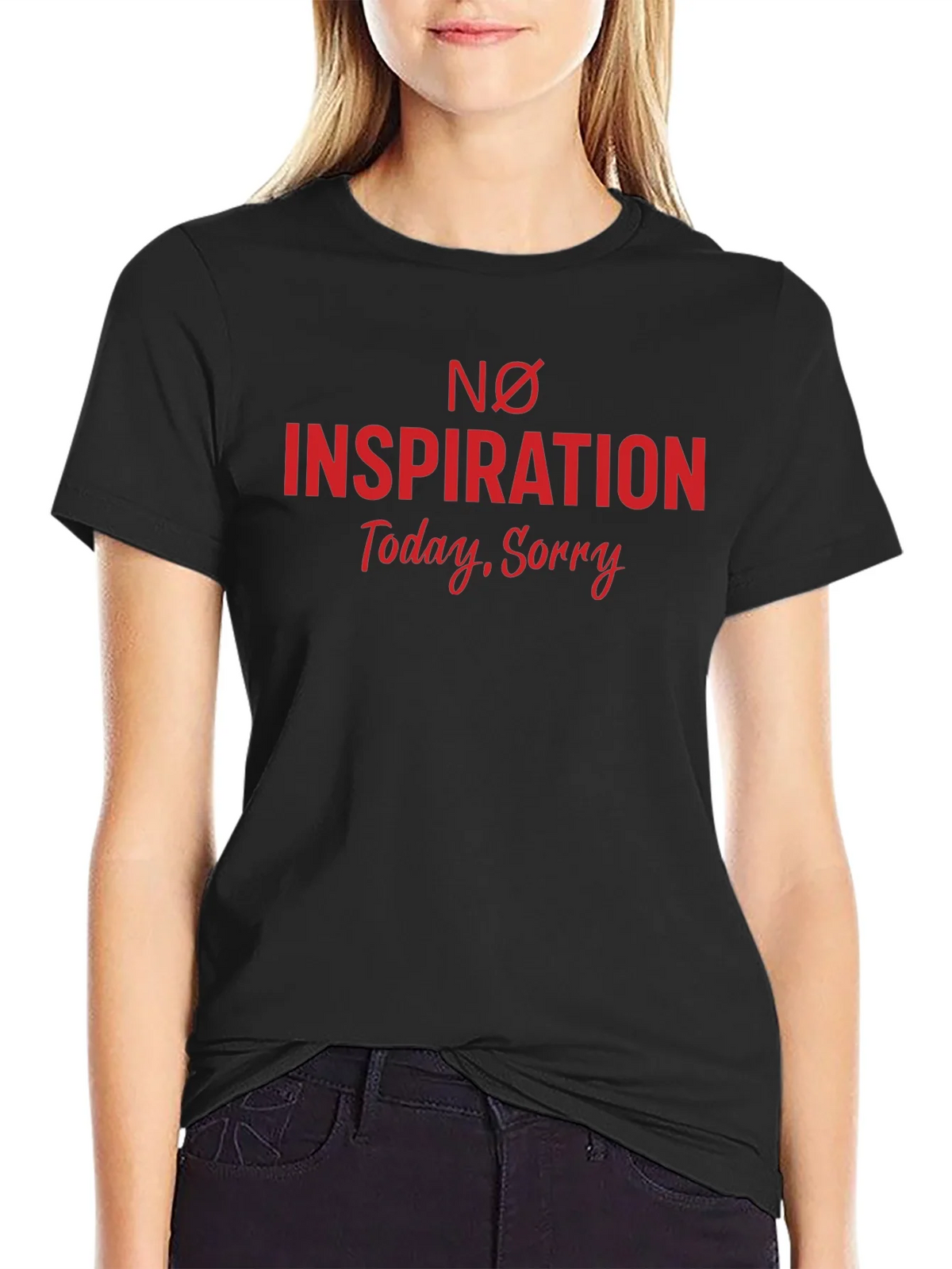 No Inspiration Graphic Tee - Black Cotton T-Shirt product image 2