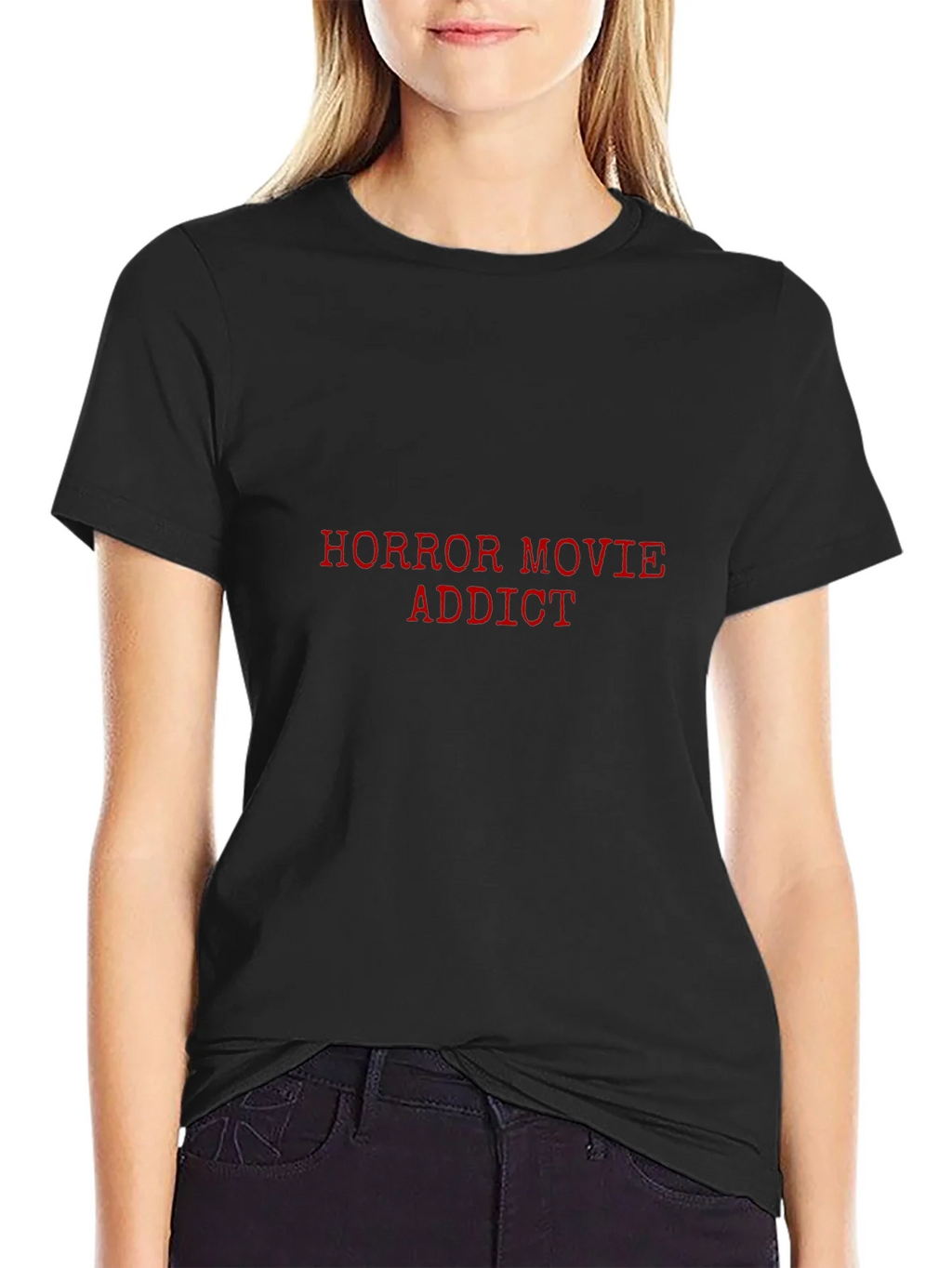 Horror Movie Addict Black Graphic T-Shirt product image 1