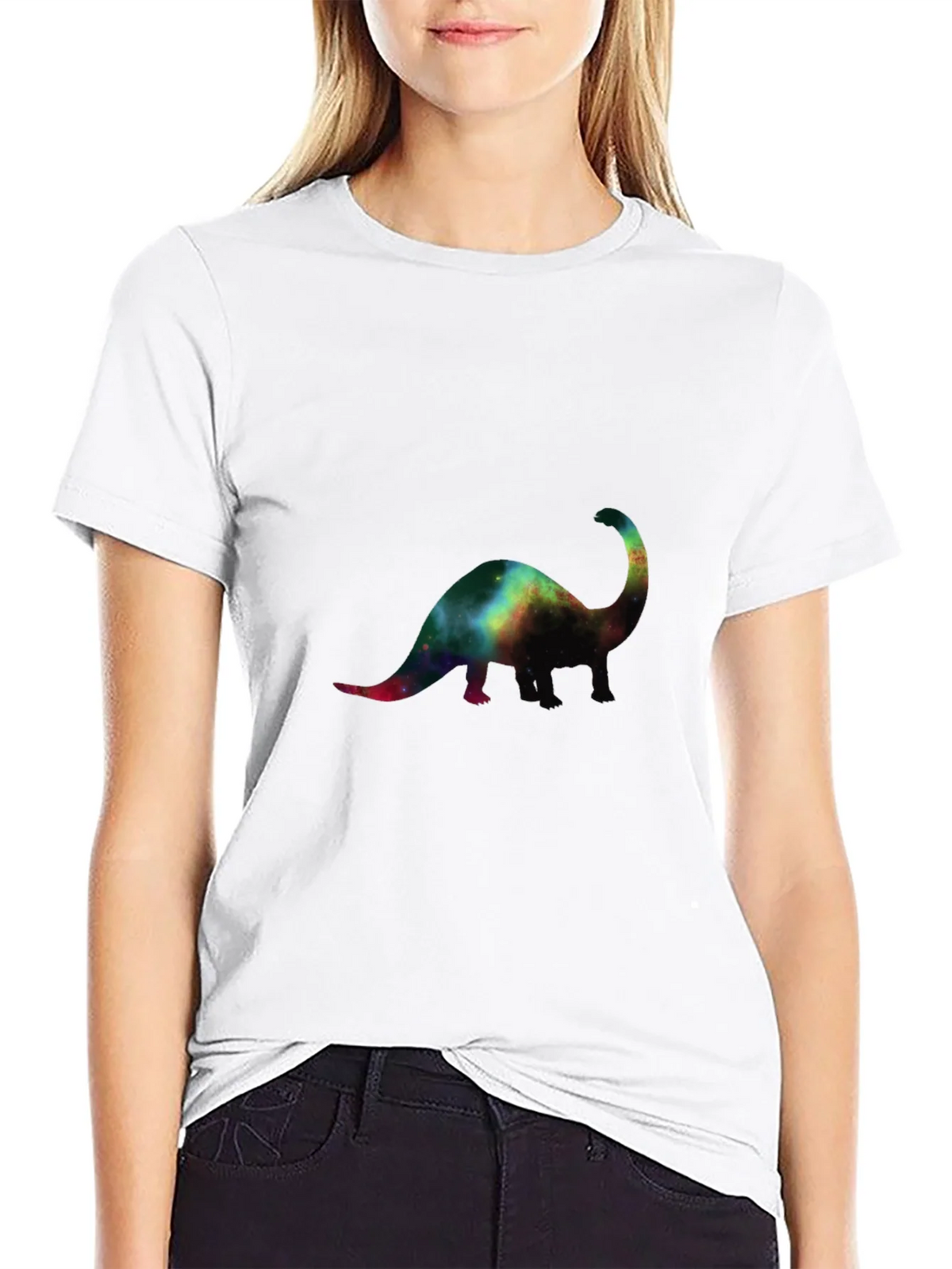 Galaxy Dinosaur Black T-Shirt product image 5
