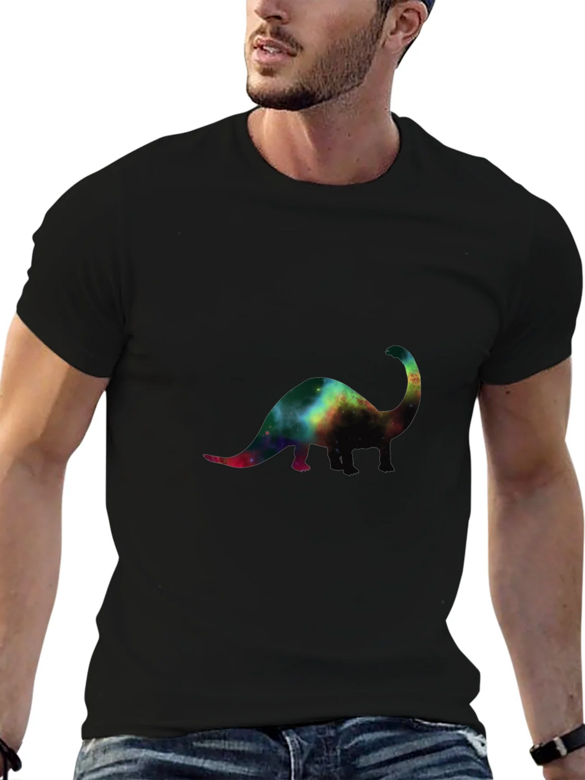 Galaxy Dinosaur Black T-Shirt product image 4