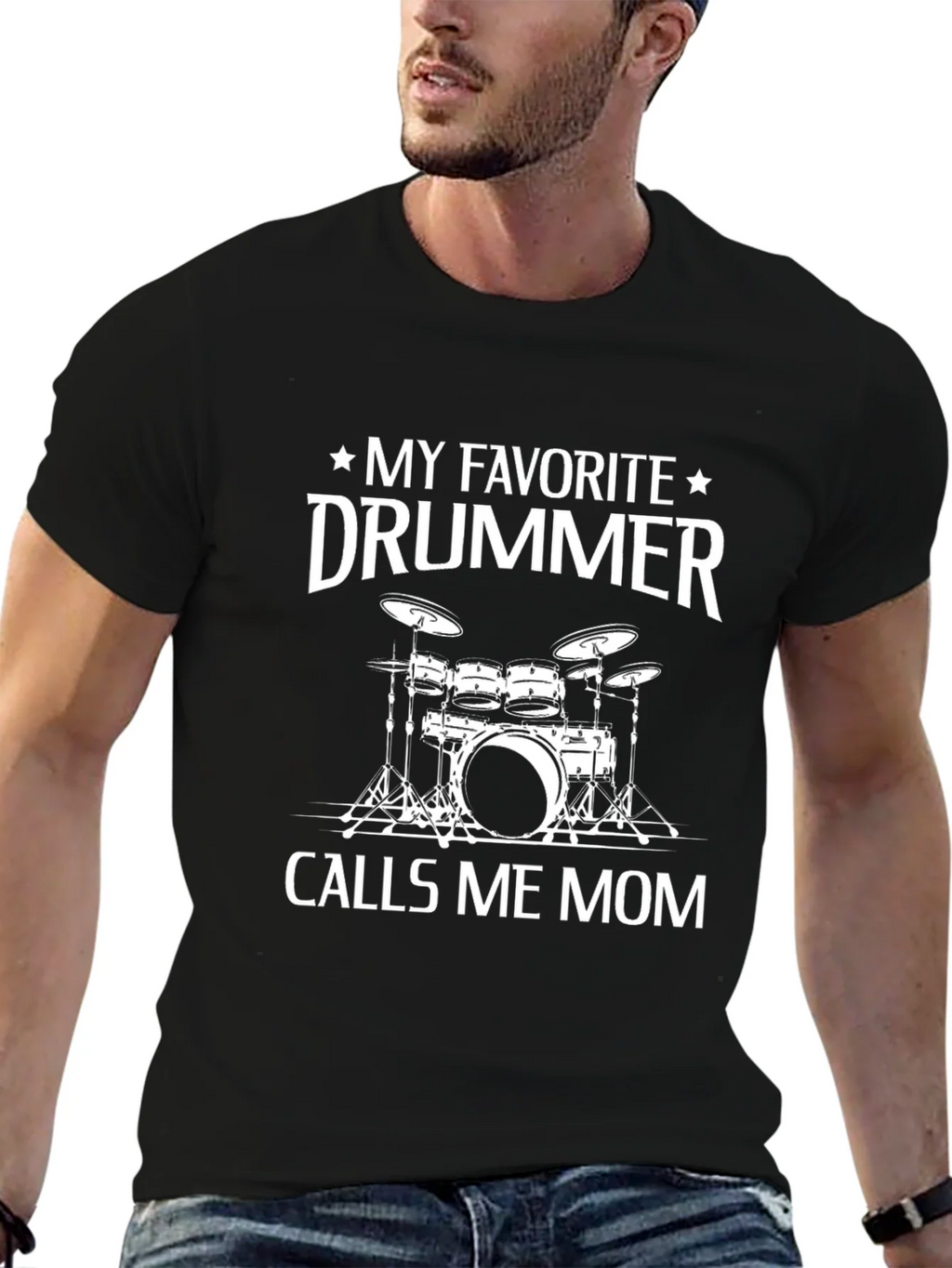 My Favorite Drummer Calls Me Mom Black T-Shirt product image 6