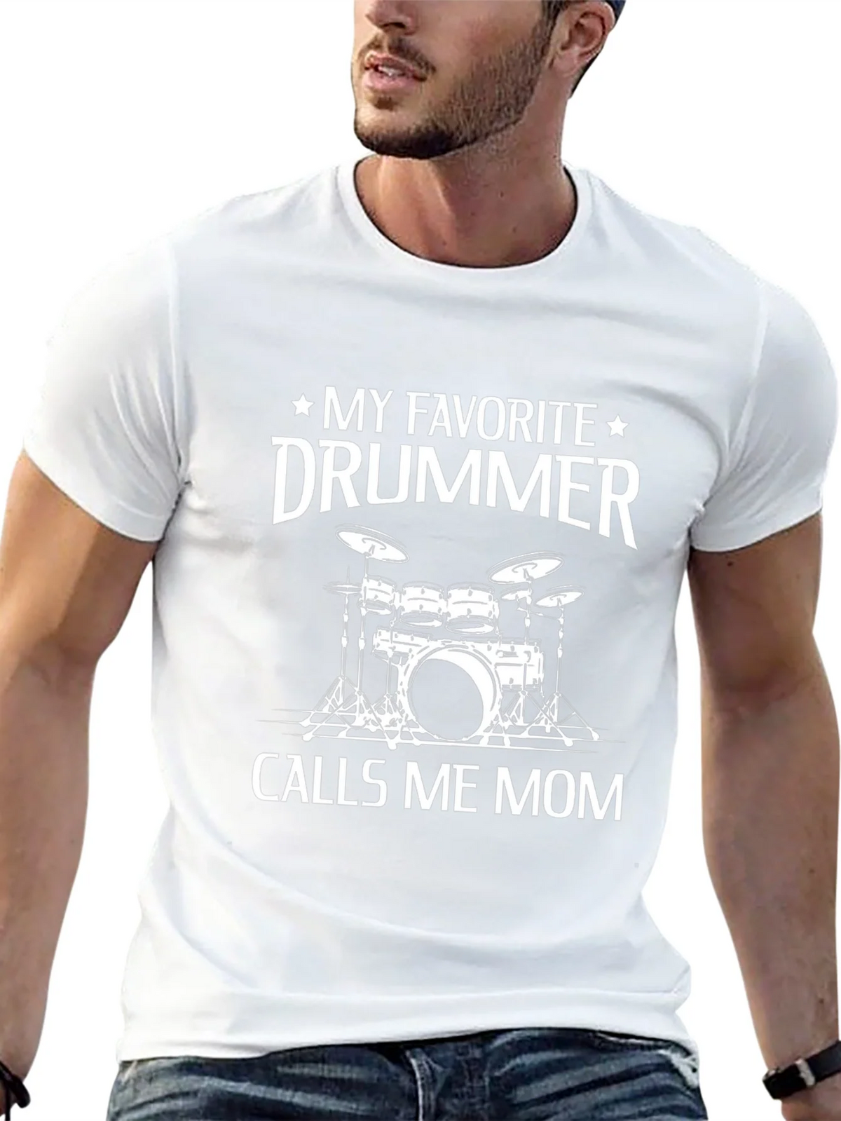 My Favorite Drummer Calls Me Mom Black T-Shirt product image 12