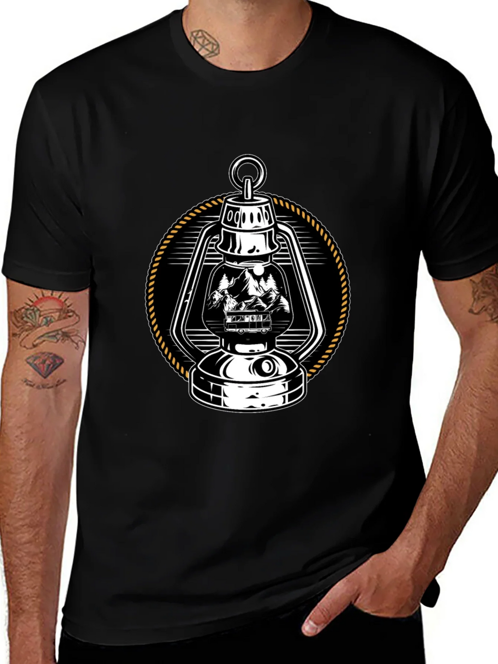 Vintage Lantern Graphic Tee - Camping Adventure product image 1