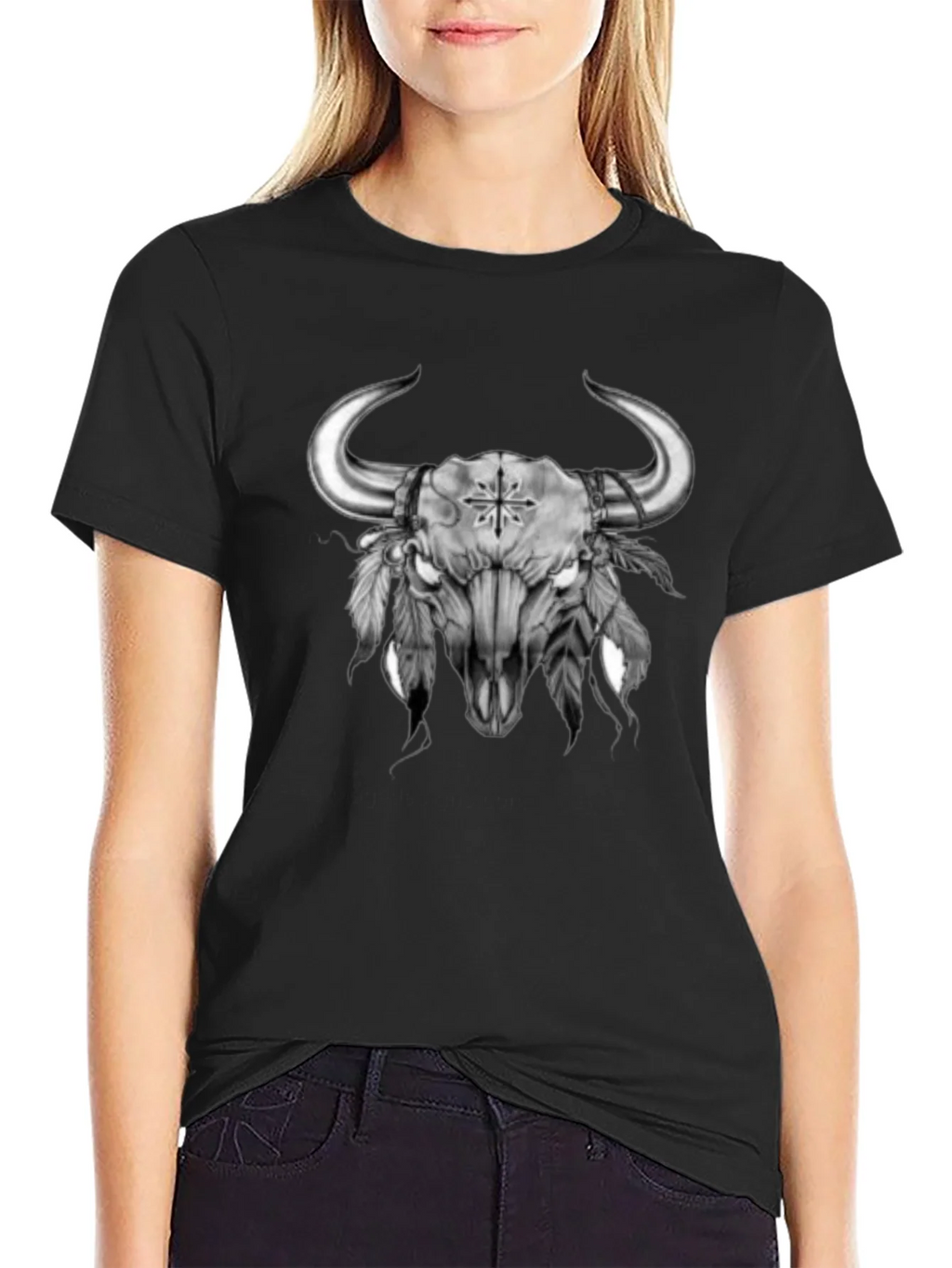 Bull Skull Graphic Tee - Western Style product image 2
