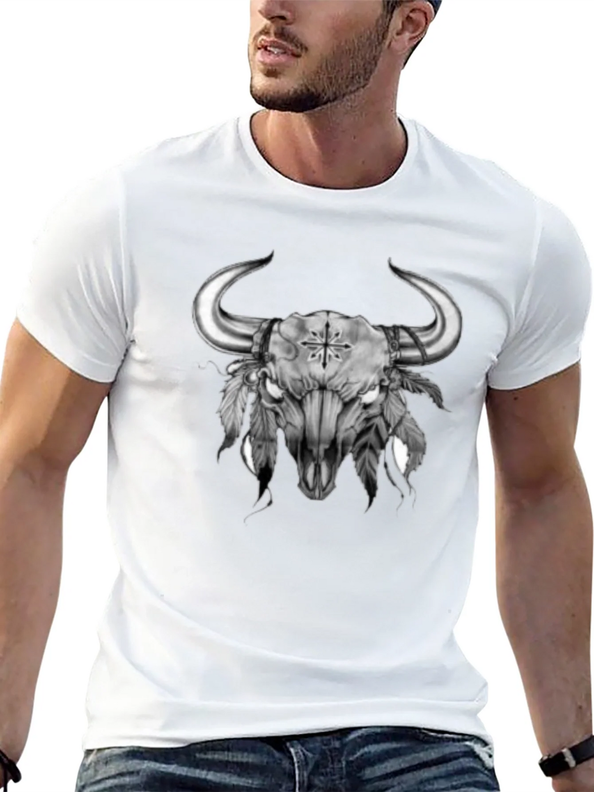 Bull Skull Graphic Tee - Western Style product image 12