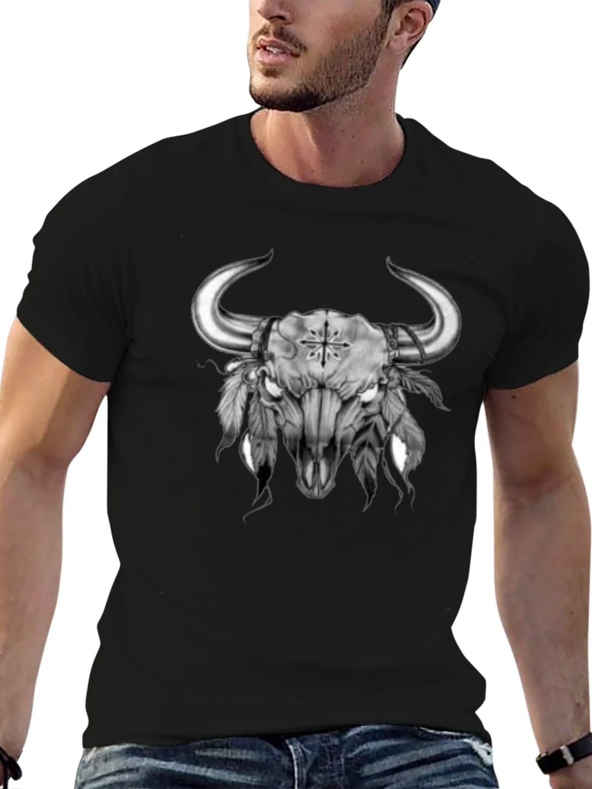 Bull Skull Graphic Tee - Western Style product image 6