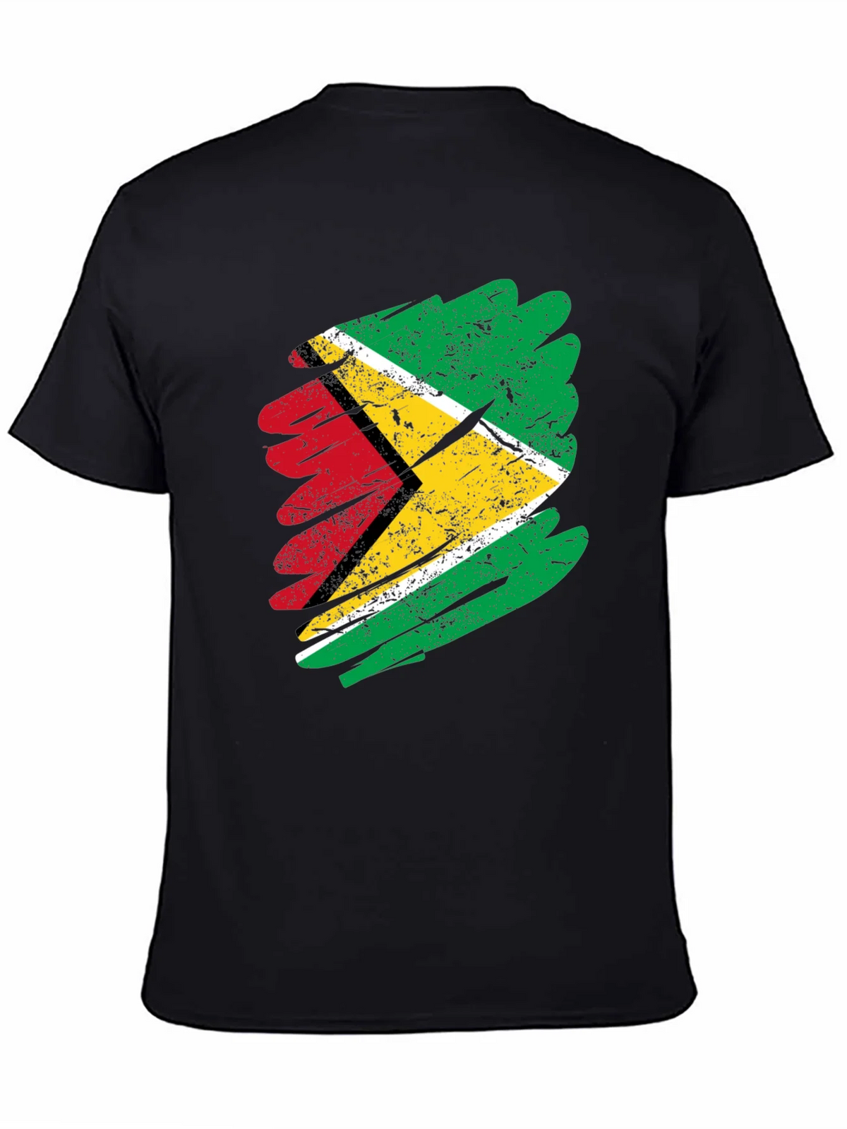 Guyana Flag Brush Stroke Mens Black T-Shirt product image 2